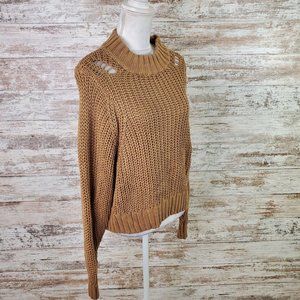 Maijie Biege Long Sleeve Mock Neck Large Knit Pullover Sweater Size